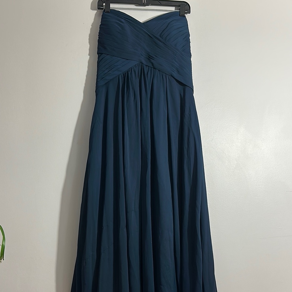 Azazie Heidi Dress Women's Dark Navy Chiffon Strapless Sweetheart